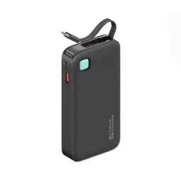 پاوربانک 10000 میلی آمپر یوسمز 20 وات مدل USAMS XY Series CD224 دارای کابل USB-C جمع شونده مشکی