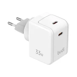 شارژر دیواری 33 وات بودی مدل Budi AC351EW با خروجی USB-C سفید