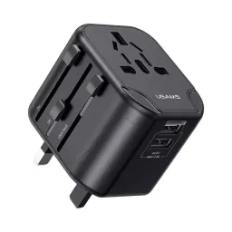 شارژر دیواری 12 وات یوسمز مدل Usams US-CC173 با دو خروجی USB مشکی