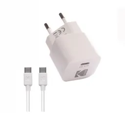 شارژر دیواری کداک 33 وات مدل Kodak WCWCS-7005 به همراه کابل USB-C به USB-C سفید