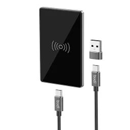 شارژر بی سیم بودی 15 وات مدل Budi M8J3300B به همراه کابل تبدیل USB-C به USB/USB-C مشکی