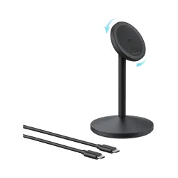 شارژر بی سیم 15 وات انکر مدل Anker MagGo Wireless Charger Stand Qi2 A25X1 به همراه کابل USB-C مدل مشکی