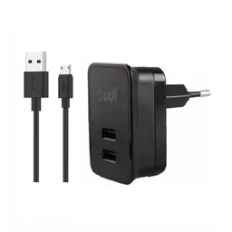 شارژر دیواری 10 وات بودی مدل Budi M8J053E با خروجی USB به همراه کابل USB به microUSB سفید