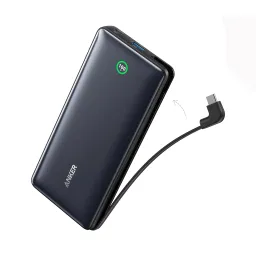 پاوربانک 20000 میلی آمپر انکر 30 وات مدل Anker A1387 دارای کابل USB-C مشکی